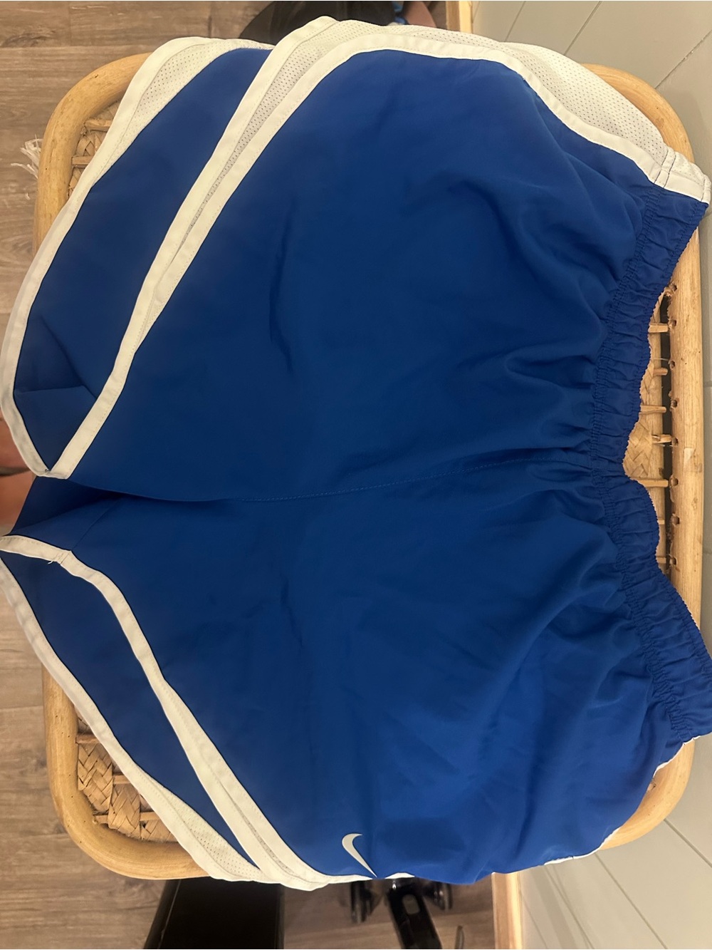 Blue Nike Athletic Running Shorts with White Trim
